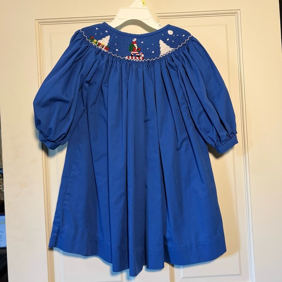 Blue smocked Christmas Dress - Picture 2 of 2